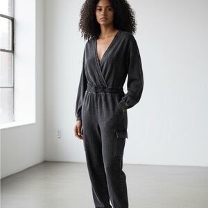 New J. Her Women's Black Mineral Wash Jumpsuit